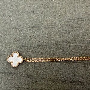 Van Cleef & Arpels Gold and White Clover Necklace